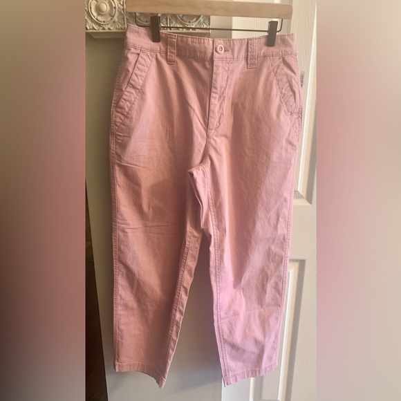 Old Navy Woodrose Pink High Rise Chino Cotton Straight Leg Pants NWT Size M - Picture 3 of 8